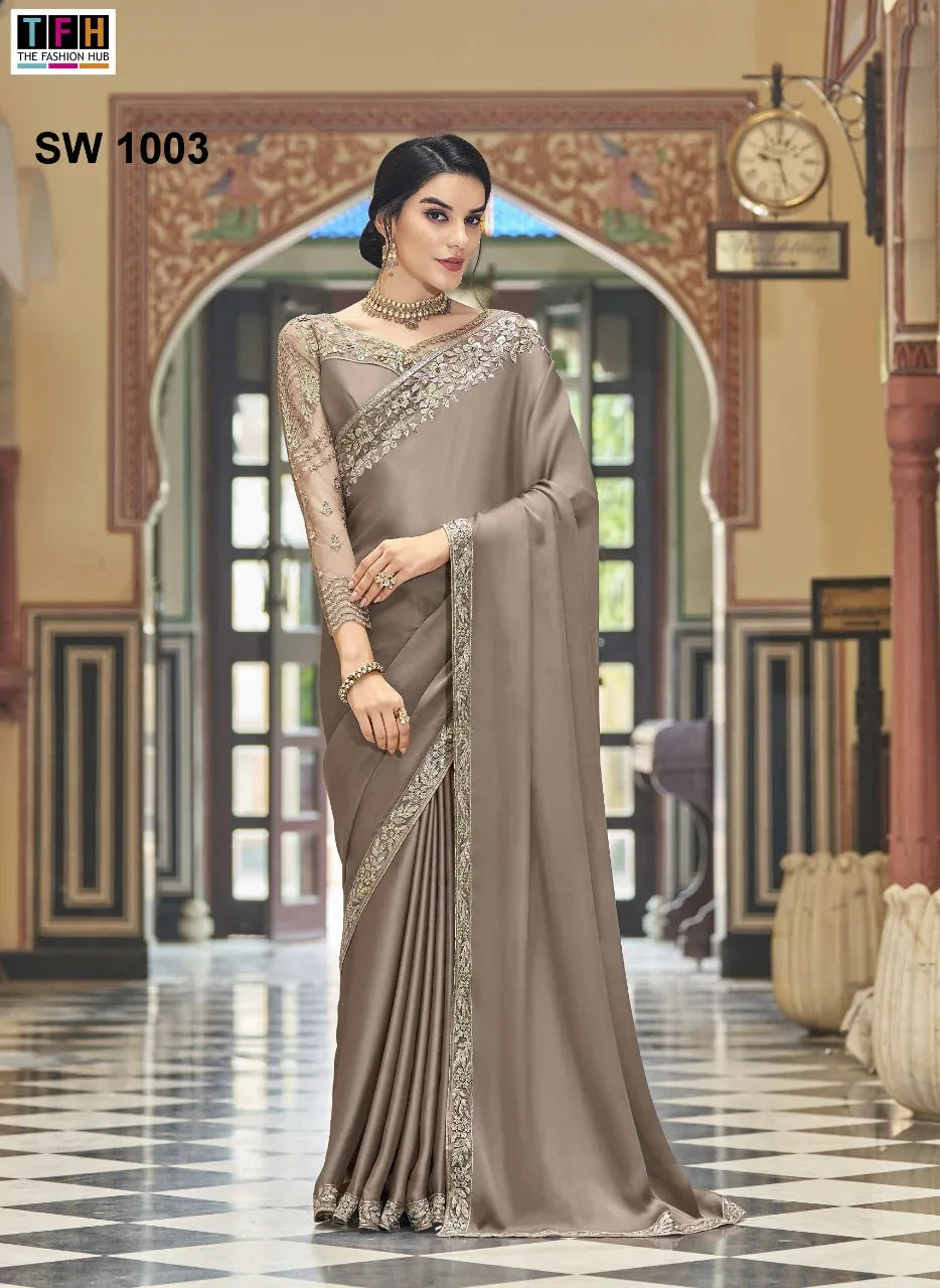 Tfh Soft Satin Silk Saree Anant Tex Exports Private Limited