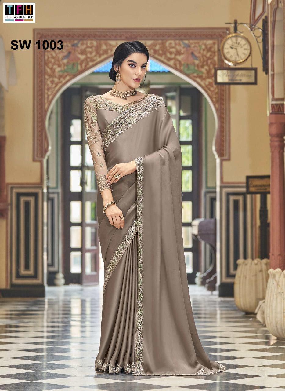 Tfh Soft Satin Silk Saree Anant Tex Exports Private Limited