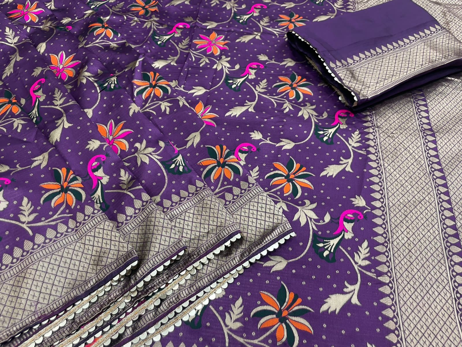 Heavy Jaccard Silk With Sequins Lace Border Saree Anant Tex Exports Private Limited