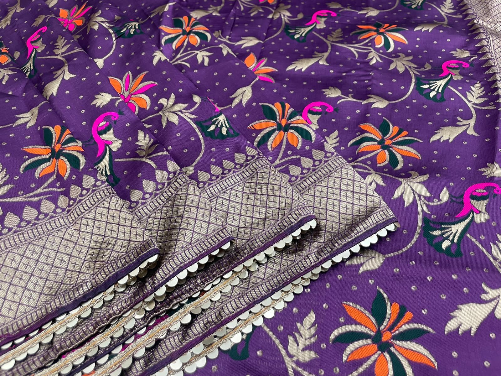 Heavy Jaccard Silk With Sequins Lace Border Saree Anant Tex Exports Private Limited