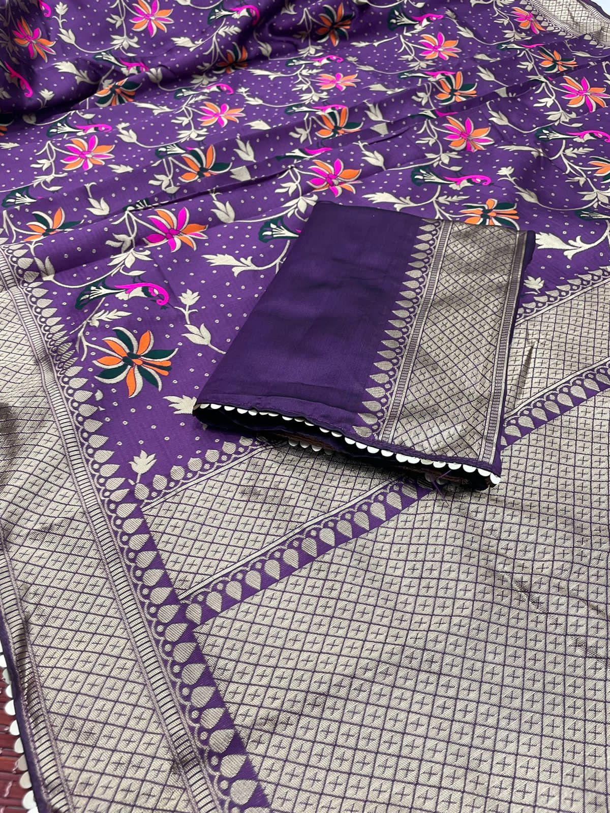 Heavy Jaccard Silk With Sequins Lace Border Saree Anant Tex Exports Private Limited