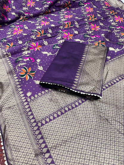 Heavy Jaccard Silk With Sequins Lace Border Saree Anant Tex Exports Private Limited