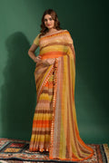 Leheriya Print in Heavy Marble Chiffon Saree Anant Tex Exports Private Limited