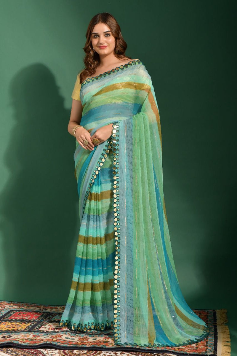 Leheriya Print in Heavy Marble Chiffon Saree Anant Tex Exports Private Limited