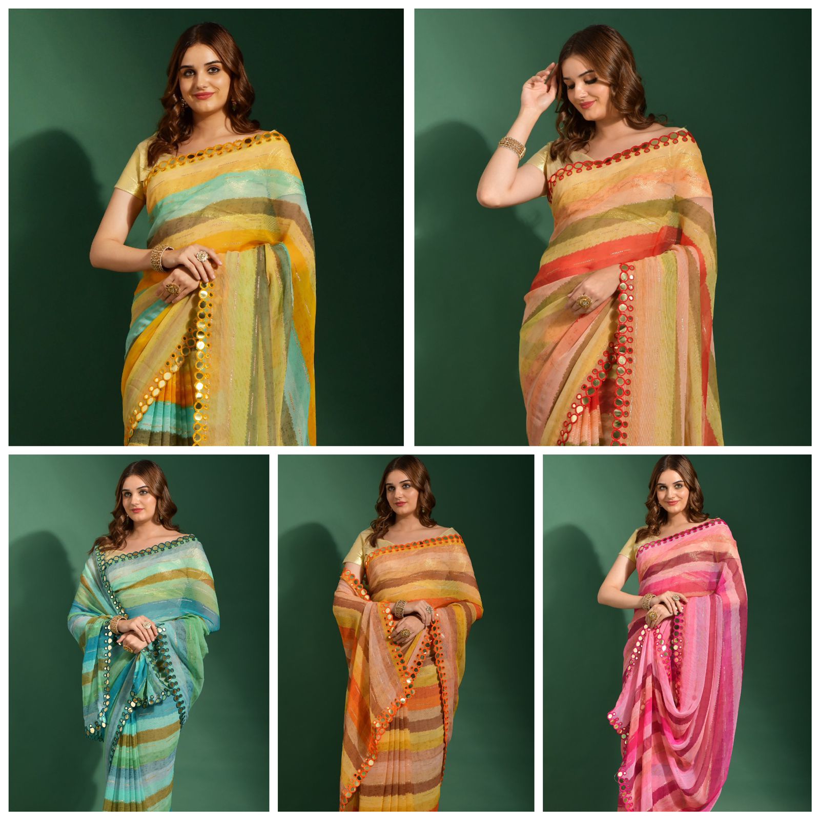 Leheriya Print in Heavy Marble Chiffon Saree Anant Tex Exports Private Limited