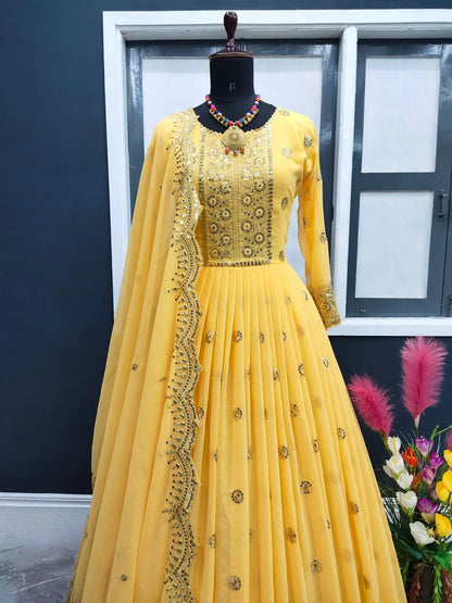 Heavy Faux Georgette With Embroidery Sequins Gown Anant Tex Exports Private Limited