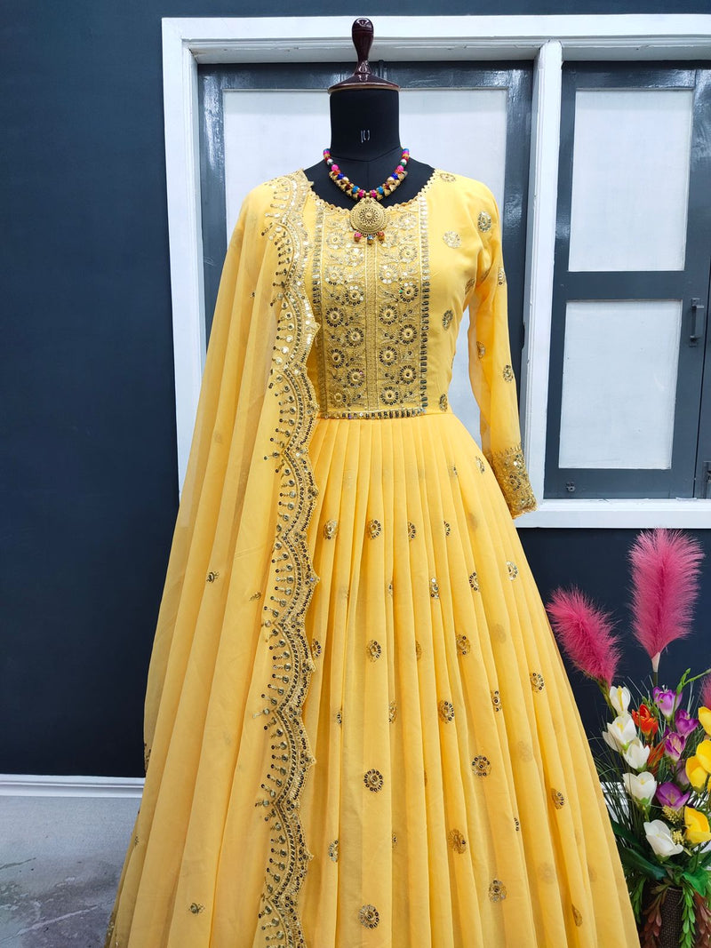 Heavy Faux Georgette With Embroidery Sequins Gown Anant Tex Exports Private Limited