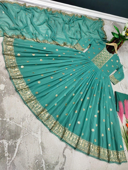 Heavy Faux Georgette With Embroidery Sequins Gown Anant Tex Exports Private Limited