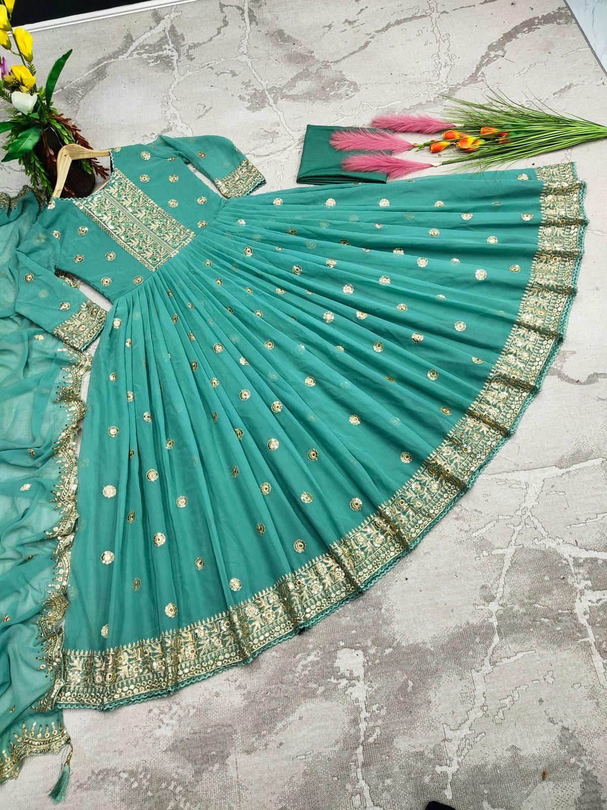 Heavy Faux Georgette With Embroidery Sequins Gown Anant Tex Exports Private Limited