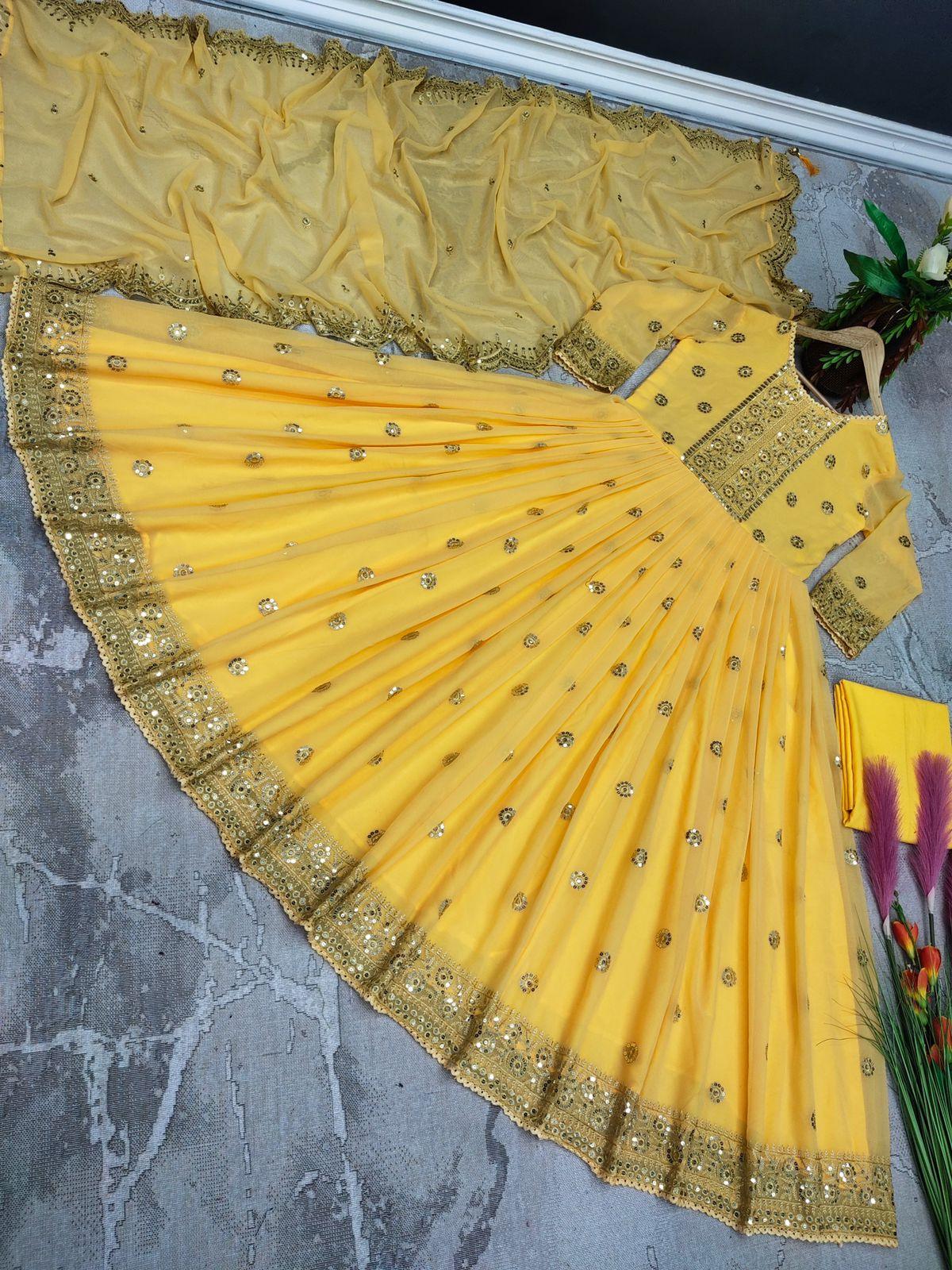 Heavy Faux Georgette With Embroidery Sequins Gown Anant Tex Exports Private Limited