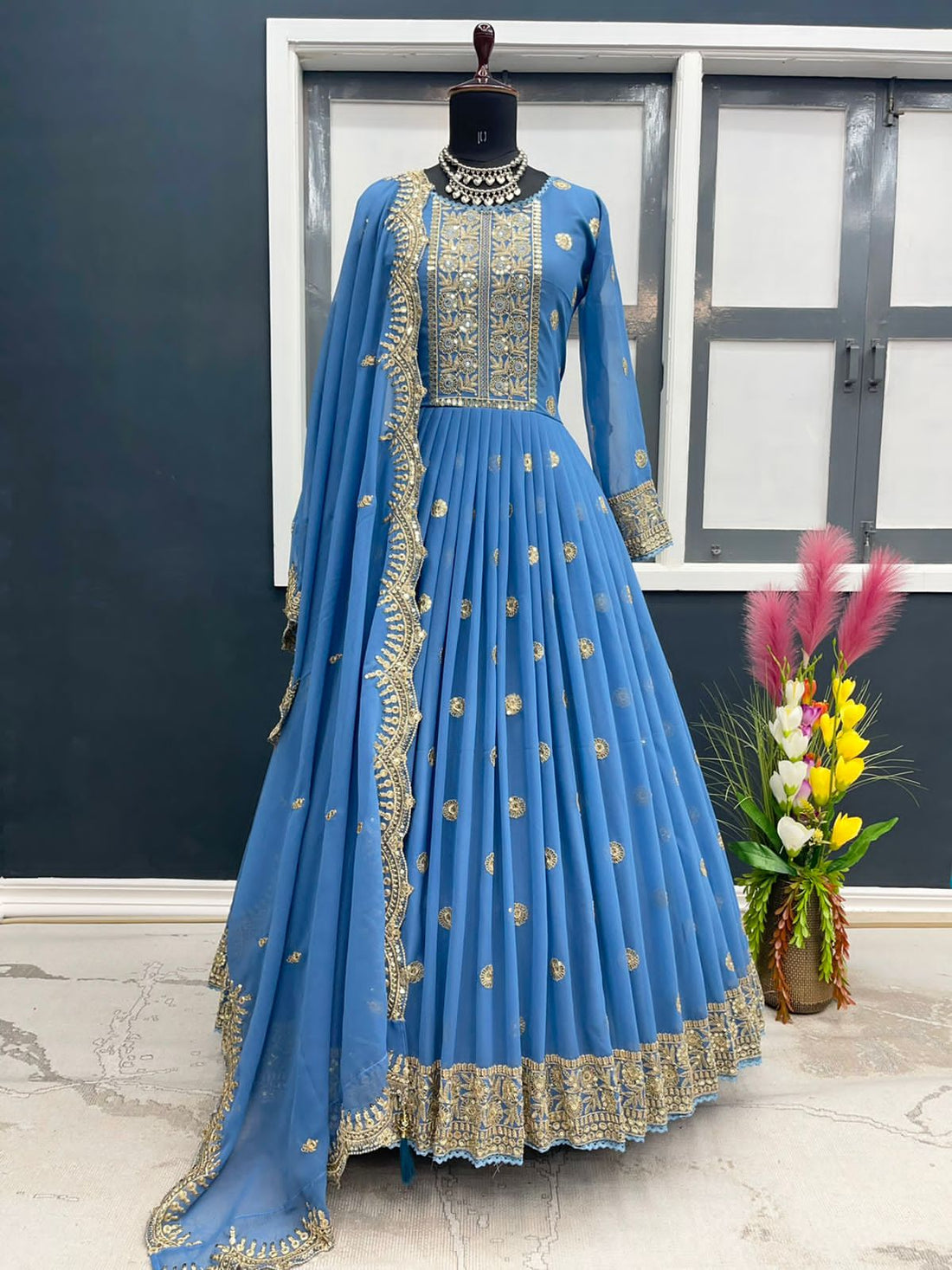 Heavy Faux Georgette With Embroidery Sequins Gown Anant Tex Exports Private Limited