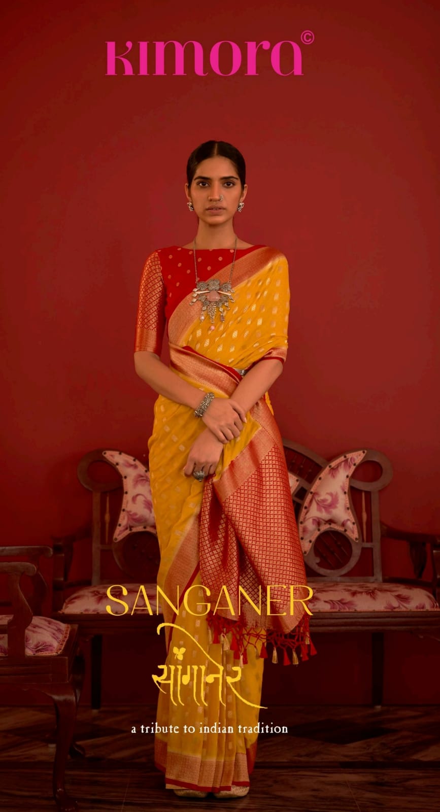 Kimora Sanganer Pure Georgette With Zari Weaving Saree Anant Tex Exports Private Limited