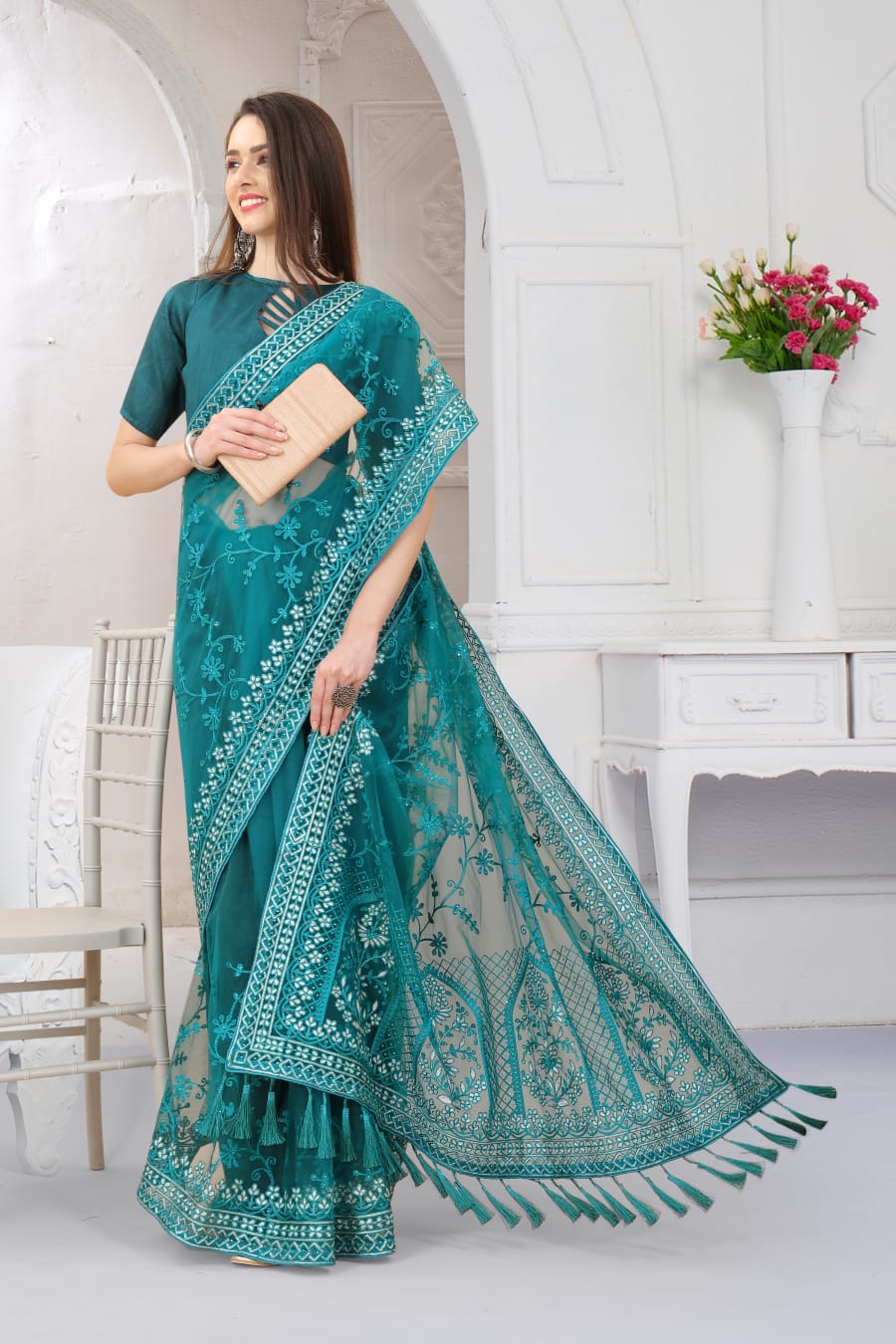 Taj Heavy Butterfly Net Saree Anant Tex Exports Private Limited