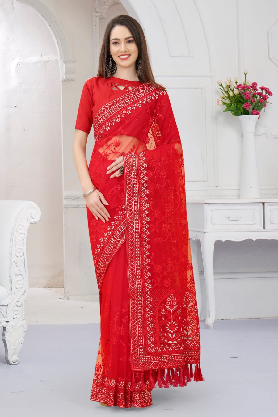 Taj Heavy Butterfly Net Saree Anant Tex Exports Private Limited