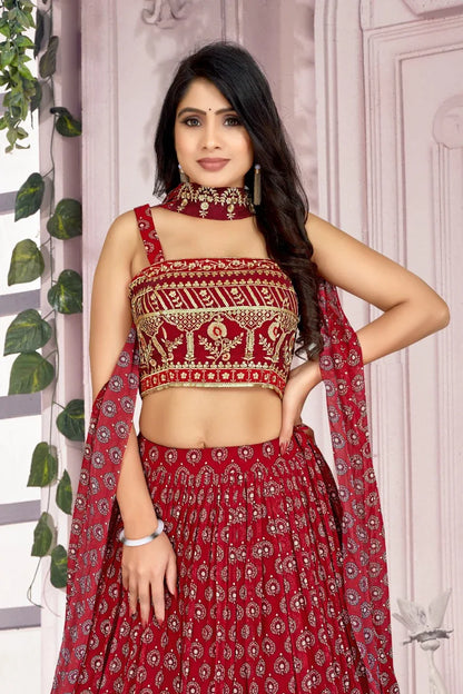 PARTY WEAR SEQUINS EMBROIDERY WORK WITH PRINT LEHENGA Anant Tex Exports Private Limited