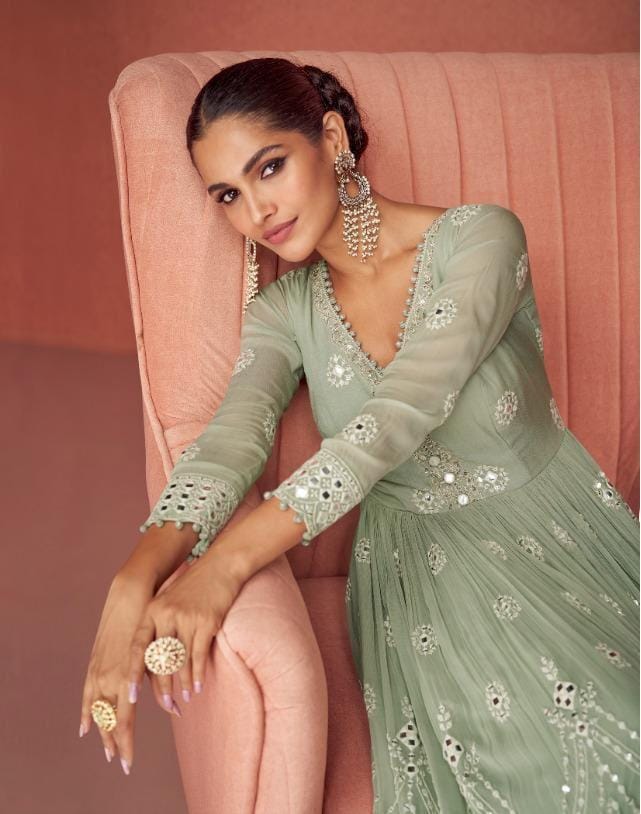 Aashirwad Aroma 9423-9427 Series Real Georgette Fancy Embroidered Salwar Suit Anant Tex Exports Private Limited