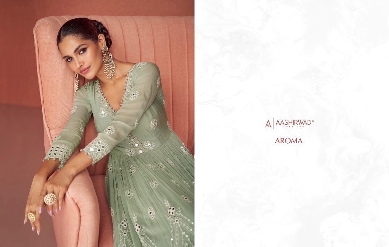 Aashirwad Aroma 9423-9427 Series Real Georgette Fancy Embroidered Salwar Suit Anant Tex Exports Private Limited