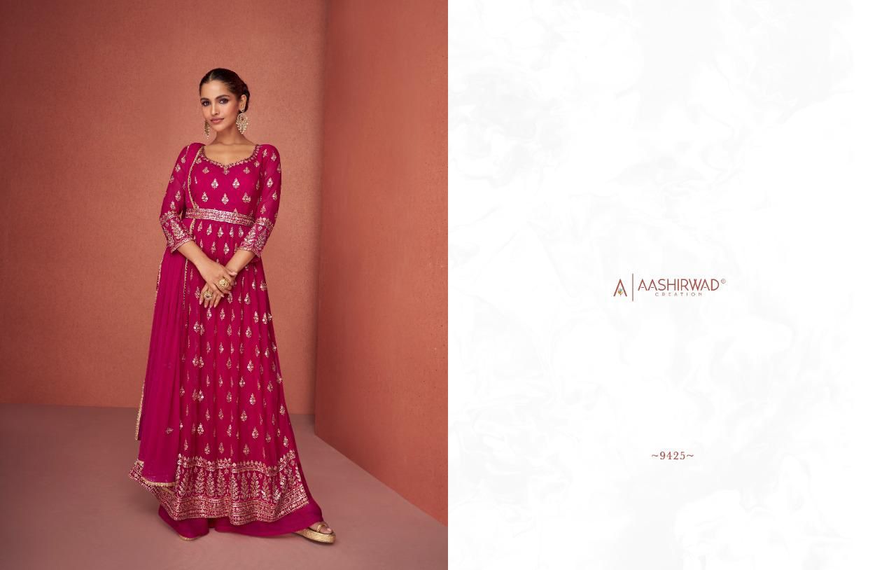 Aashirwad Aroma 9423-9427 Series Real Georgette Fancy Embroidered Salwar Suit Anant Tex Exports Private Limited