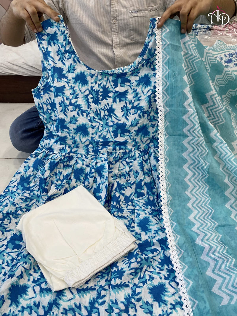 Party Wear Hand block print anarkali style Kurti Anant Tex Exports Private Limited