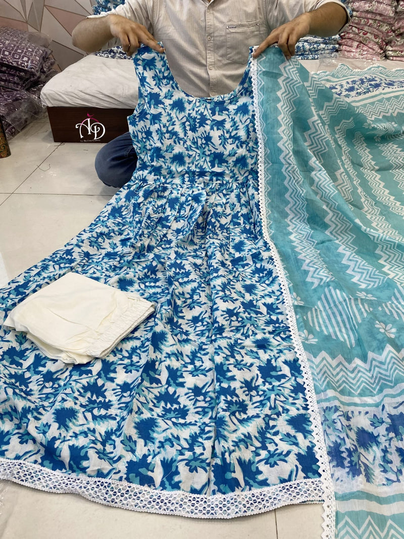 Party Wear Hand block print anarkali style Kurti Anant Tex Exports Private Limited