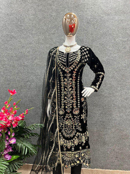 New Designer Party Wear Velvet Suit Anant Tex Exports Private Limited