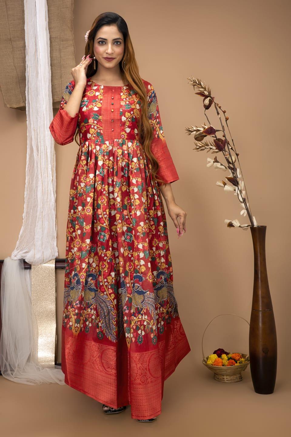 Festival Special South Indian kalamkari Gown Anant Tex Exports Private Limited