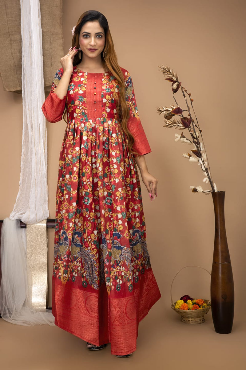 Festival Special South Indian kalamkari Gown Anant Tex Exports Private Limited