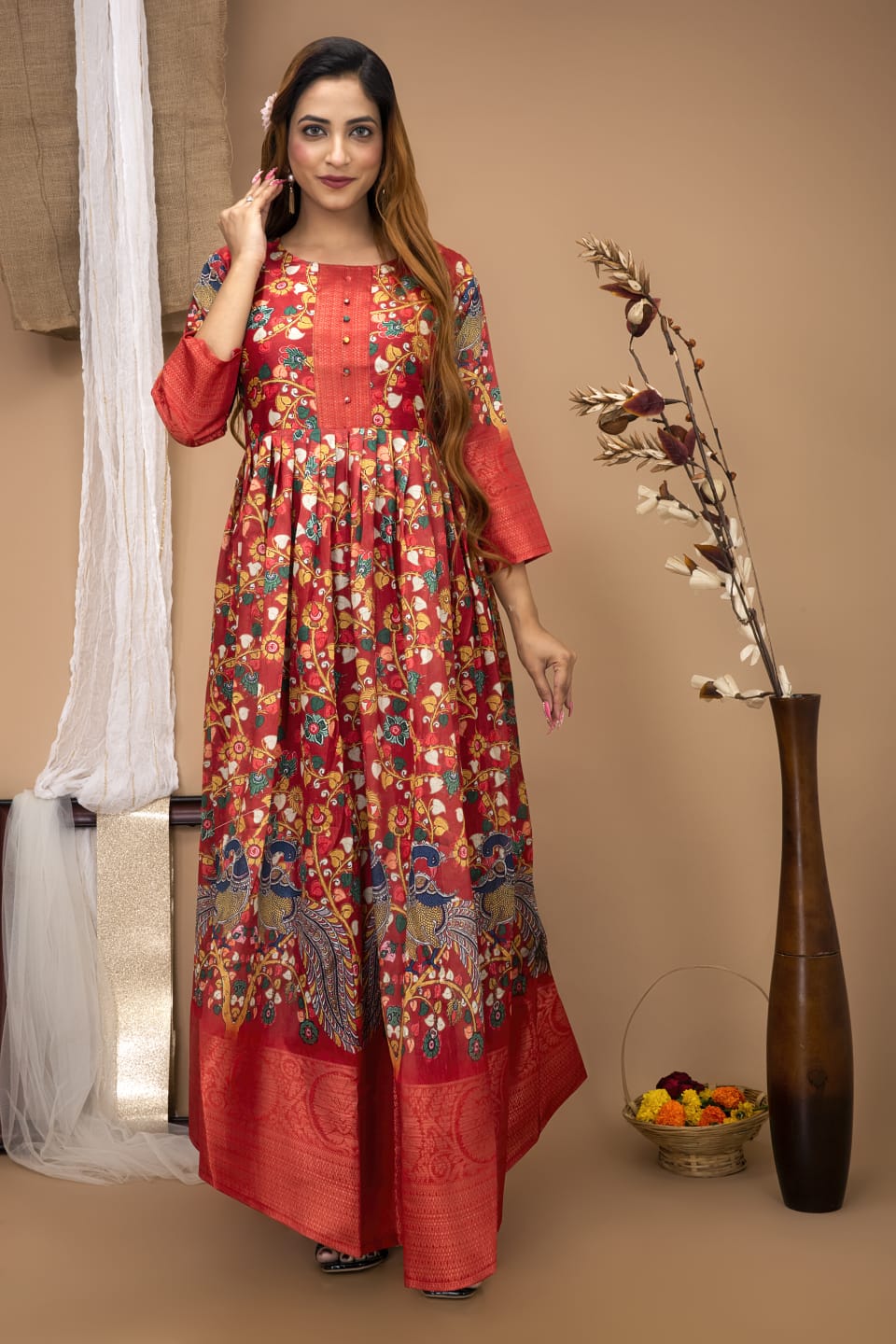 Festival Special South Indian kalamkari Gown Anant Tex Exports Private Limited