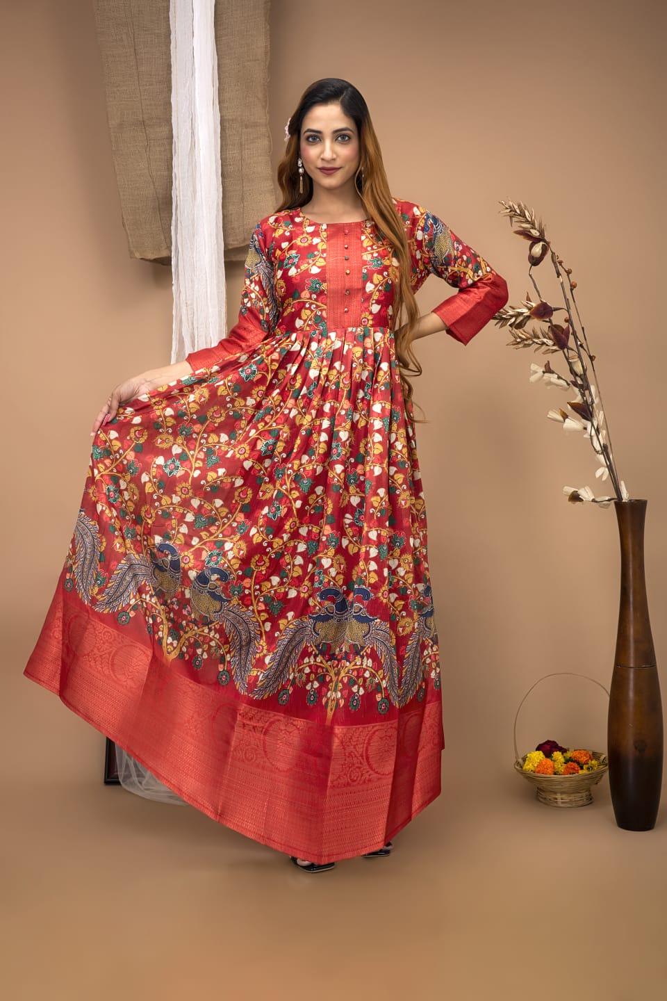 Festival Special South Indian kalamkari Gown Anant Tex Exports Private Limited
