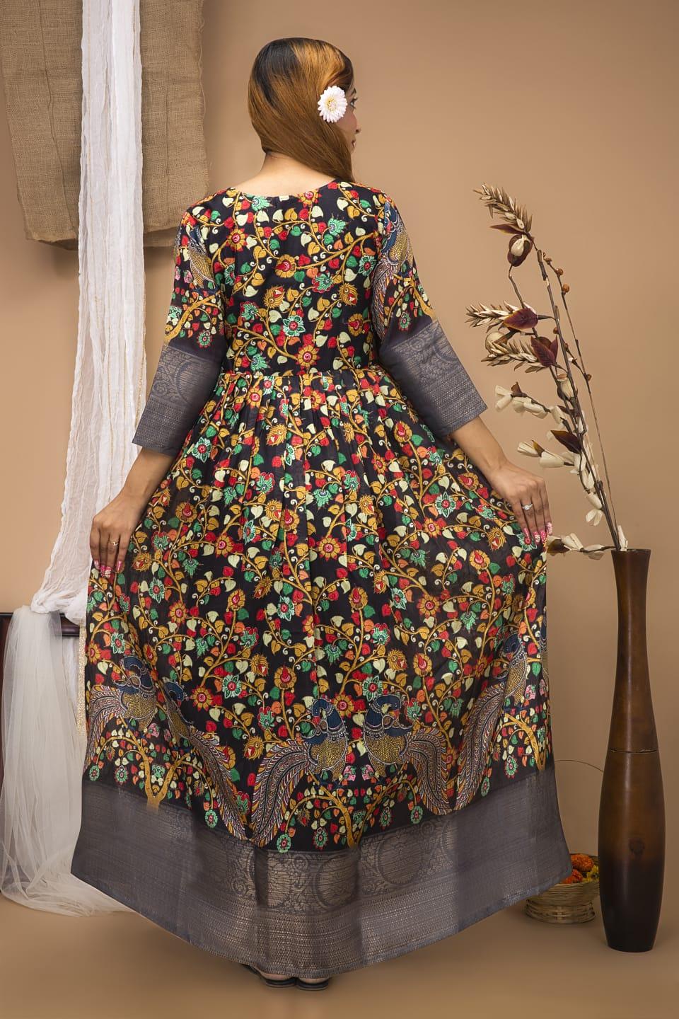 Festival Special South Indian kalamkari Gown Anant Tex Exports Private Limited