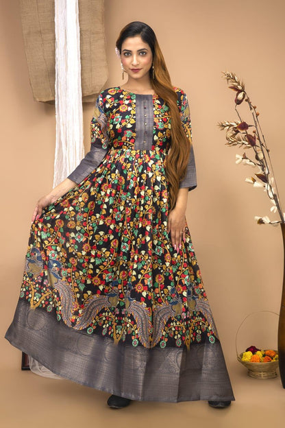 Festival Special South Indian kalamkari Gown Anant Tex Exports Private Limited