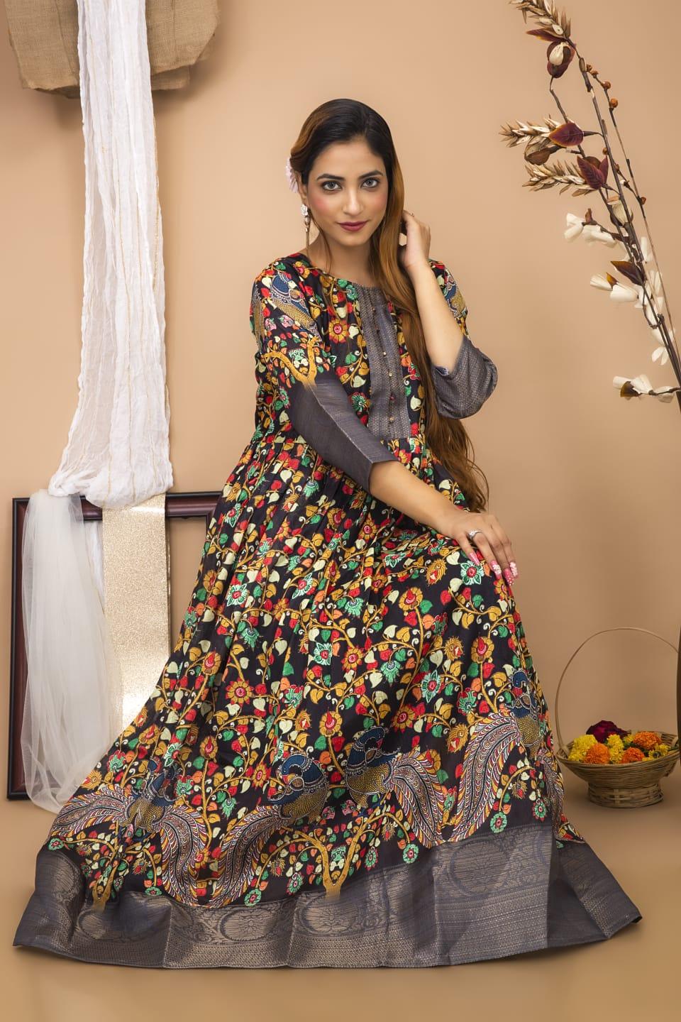 Festival Special South Indian kalamkari Gown Anant Tex Exports Private Limited