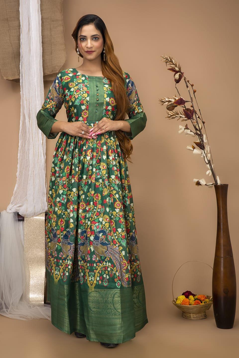 Festival Special South Indian kalamkari Gown Anant Tex Exports Private Limited