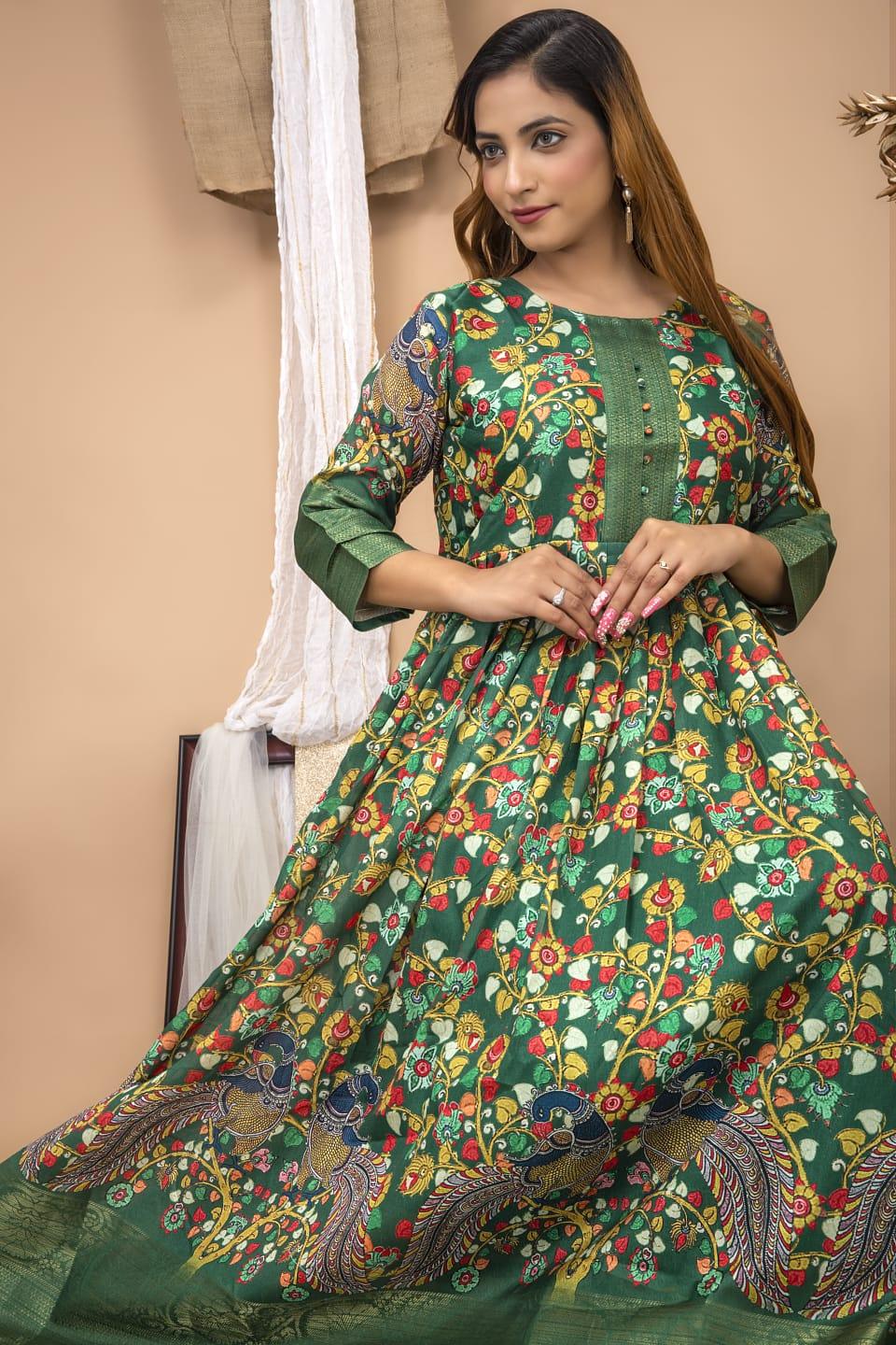Festival Special South Indian kalamkari Gown Anant Tex Exports Private Limited