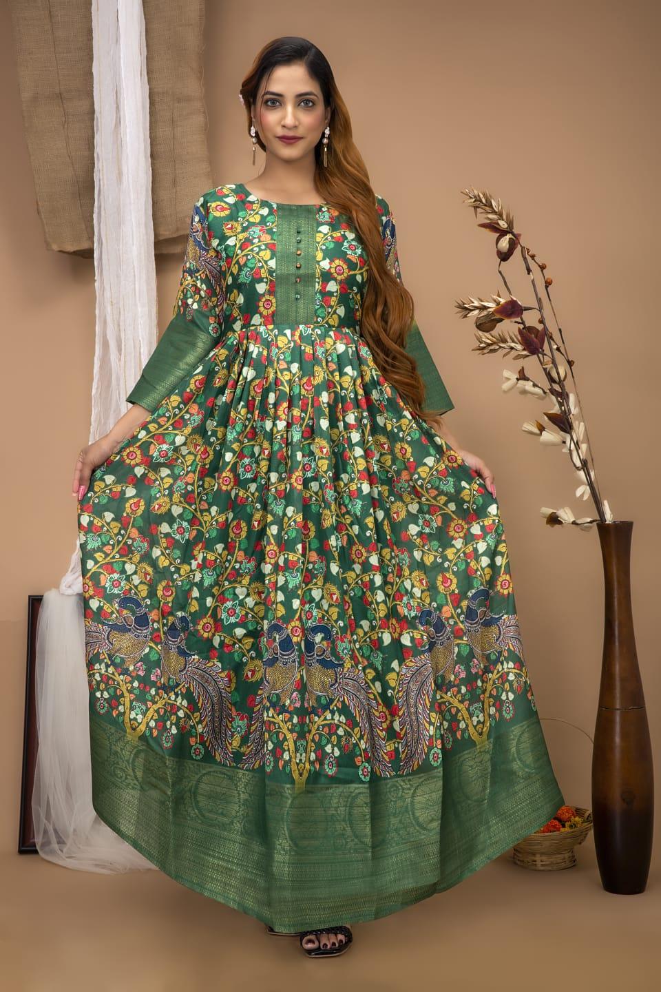 Festival Special South Indian kalamkari Gown Anant Tex Exports Private Limited