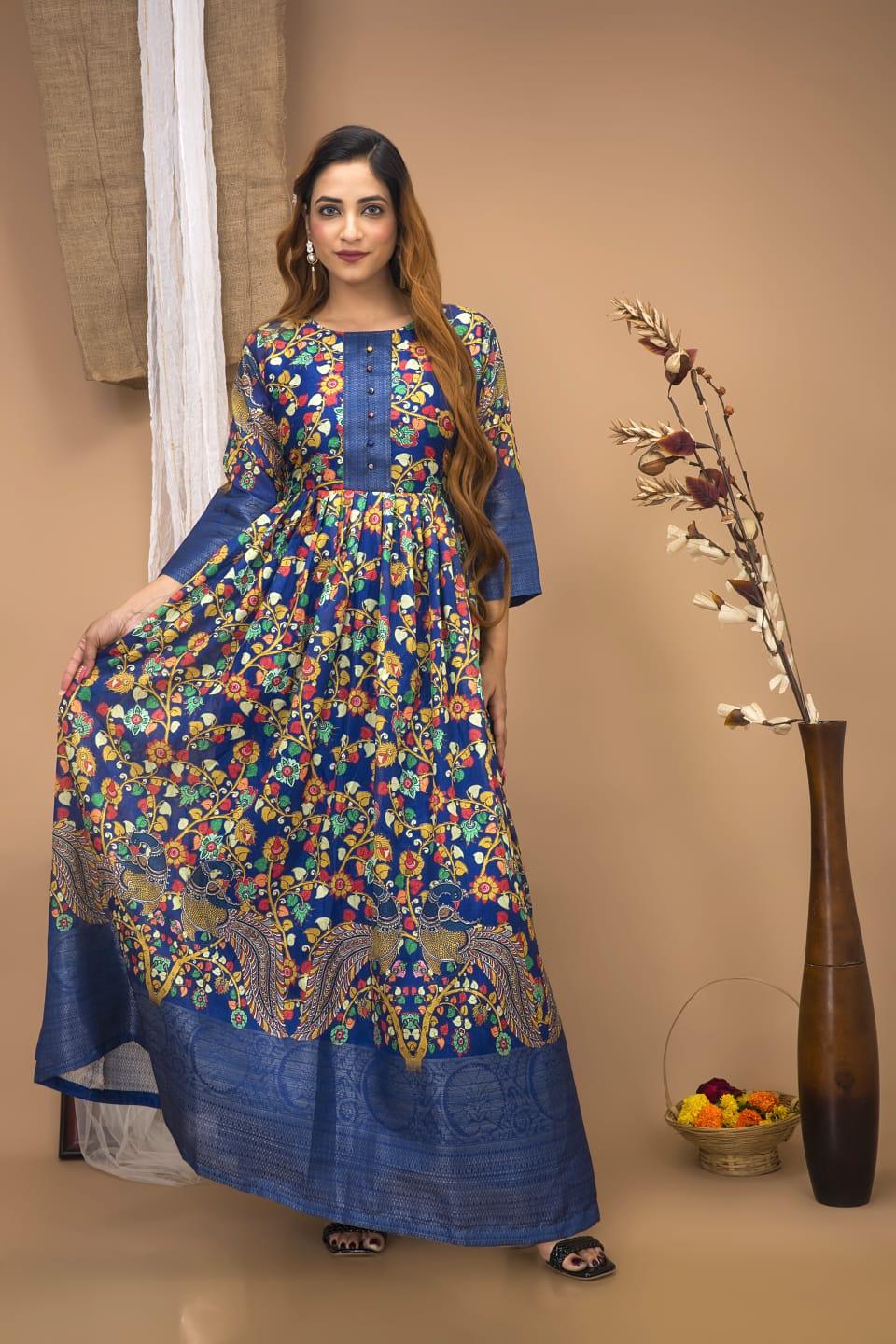 Festival Special South Indian kalamkari Gown Anant Tex Exports Private Limited