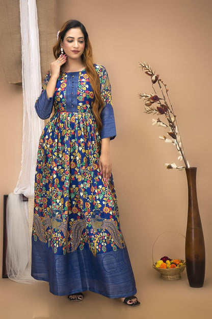 Festival Special South Indian kalamkari Gown Anant Tex Exports Private Limited