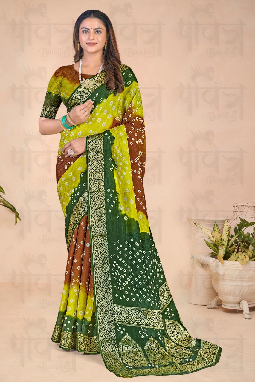 Kadambati Pure Bandhej silk saree Anant Tex Exports Private Limited