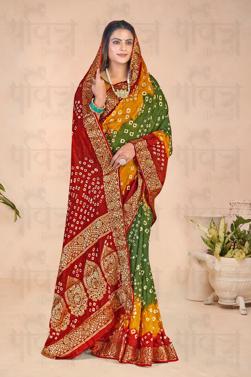 Kadambati Pure Bandhej silk saree Anant Tex Exports Private Limited