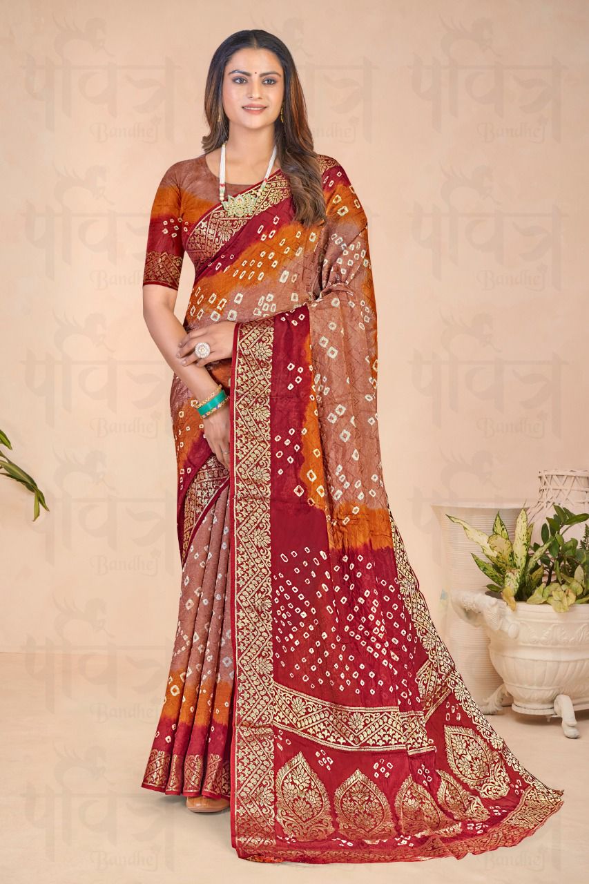 Kadambati Pure Bandhej silk saree Anant Tex Exports Private Limited