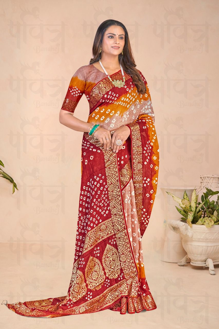 Kadambati Pure Bandhej silk saree Anant Tex Exports Private Limited
