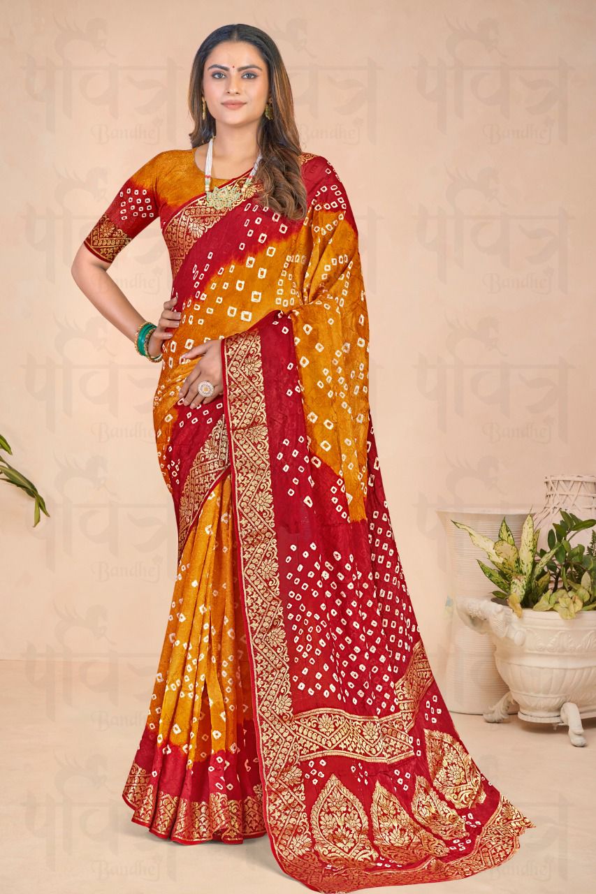 Kadambati Pure Bandhej silk saree Anant Tex Exports Private Limited