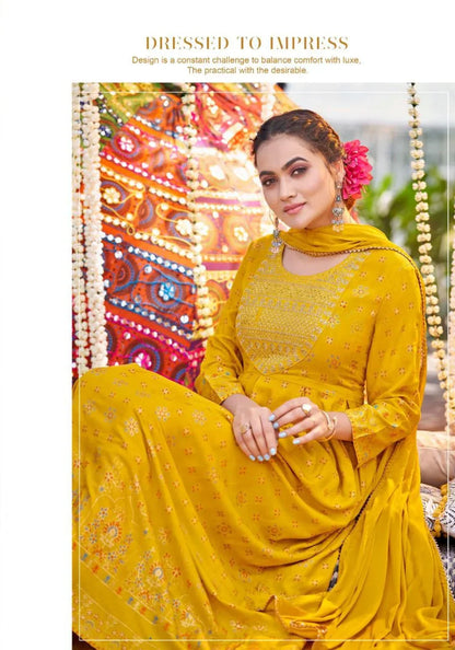 Dastoor D.no 1001 &amp; 1003 Super Fancy Gown With Dupatta Anant Tex Exports Private Limited