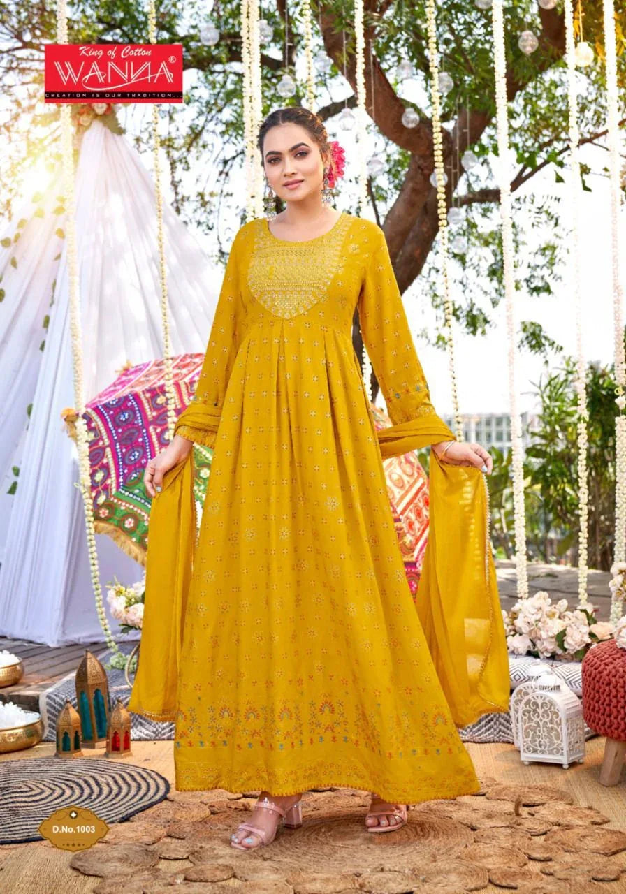 Dastoor D.no 1001 &amp; 1003 Super Fancy Gown With Dupatta Anant Tex Exports Private Limited