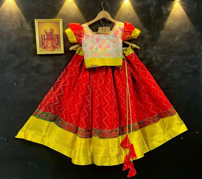 ORGANZA DIGITAL BANDHANI PRINT KIDS LEHENGA Anant Tex Exports Private Limited