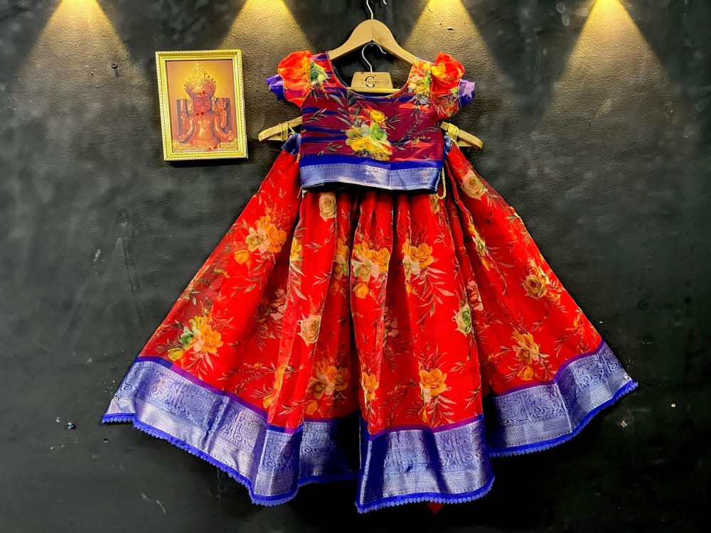 DIGITAL FLOWER PRINT KIDS LEHENGA Anant Tex Exports Private Limited