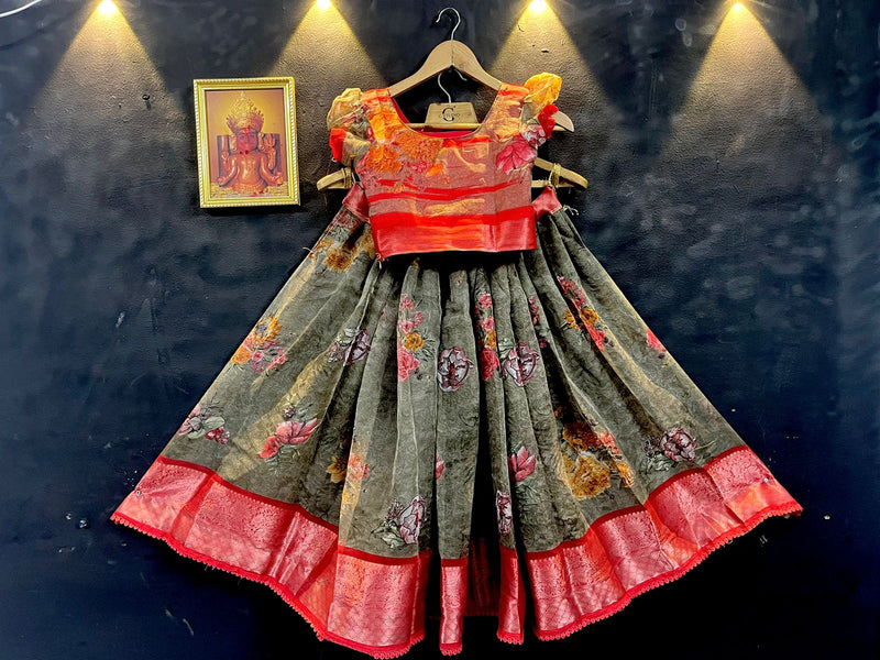 DIGITAL FLOWER PRINT KIDS LEHENGA Anant Tex Exports Private Limited