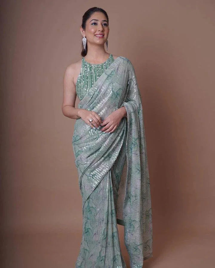 PARTY WEAR SEQUENCE EMBROIDERY WORK SAREE Anant Tex Exports Private Limited