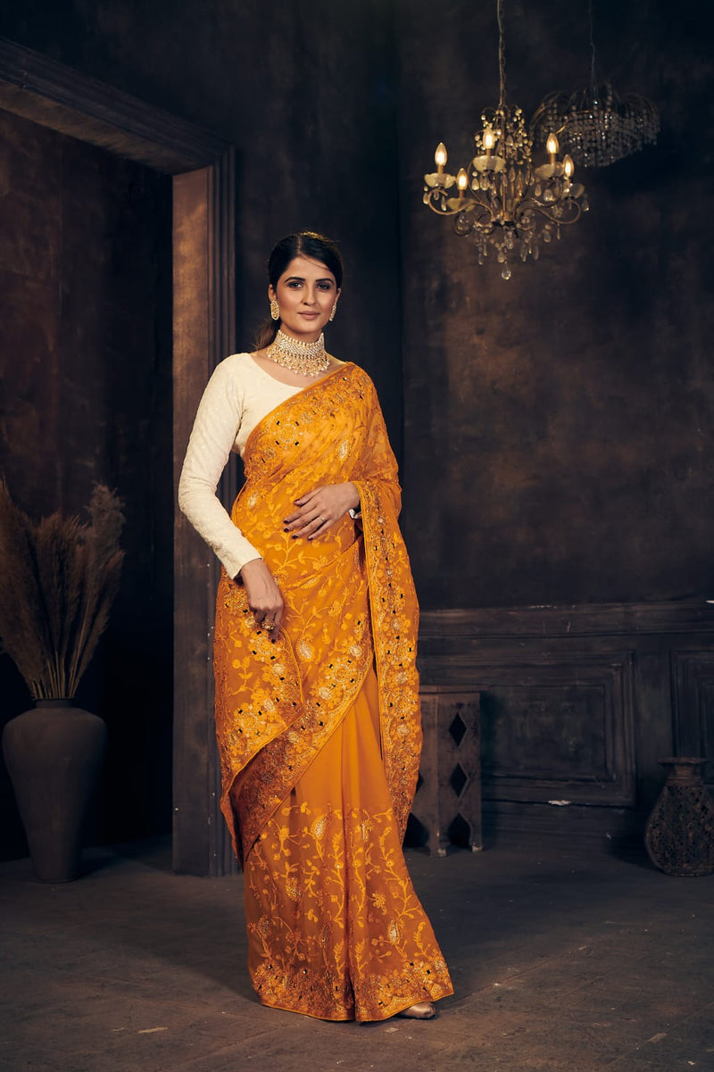 Rannkaar Heavy Butterfly Georgette Saree Anant Tex Exports Private Limited