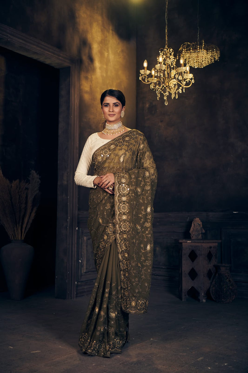 Rannkaar Heavy Butterfly Georgette Saree Anant Tex Exports Private Limited